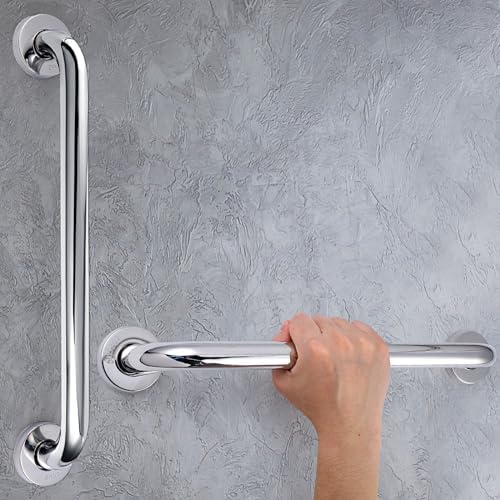 Blulu 2 Set Shower Grab Bar Stainless Steel Bathroom Grab Bar Handle Anti Slip Heavy Duty Bathtub Handle Support Balance Hand Rails for Bathroom Elderly Handicap Senior Pregnant (20 Inch)
