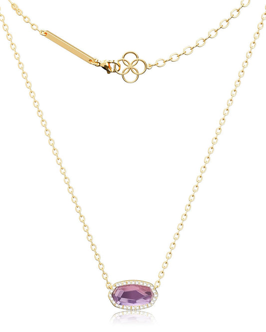 AICase 18K Gold Plated Pendant Necklace for Women,Diamond Rhinestone Dainty Fashion Jewelry,Anniversary Wedding Birthday Gifts for Women/MoM/Sister/Friends/Her/Wife/Grandma/Coworker_Pink