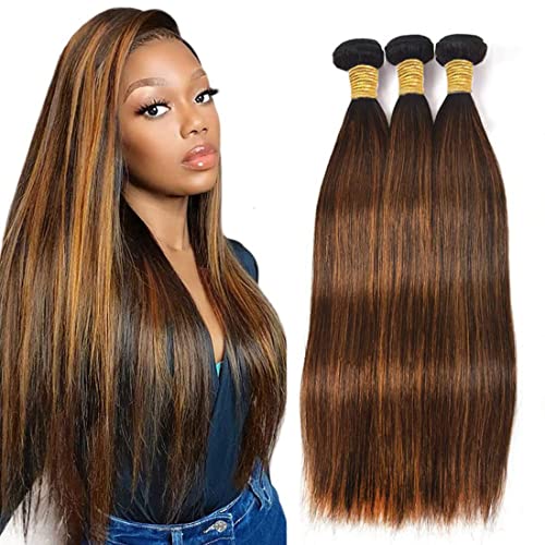 Condescension Human Hair Bundles 24 26 28 Inch Chocolate Brown P4/30 Straight Bundles Human Hair 100% Unprocessed Soft Sewn In Hair with Double Weft for Black Women