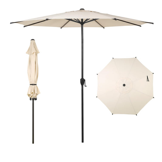 Abba Patio 9FT Lyon Outdoor Patio Umbrella Outdoor Table Umbrella with Push Button Tilt and Crank Market Umbrella 8 Sturdy Ribs UV Protection Waterproof for Garden Deck Backyard Pool Beige