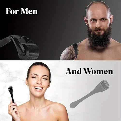 540 Titanium Derma Roller for Face Hair Beard Scalp,Beard Microneedle Roller,Personal Use Microneedling,Microdermabrasion Cosmetic Beauty Instrument for Men Women£¨Black 1.o£©