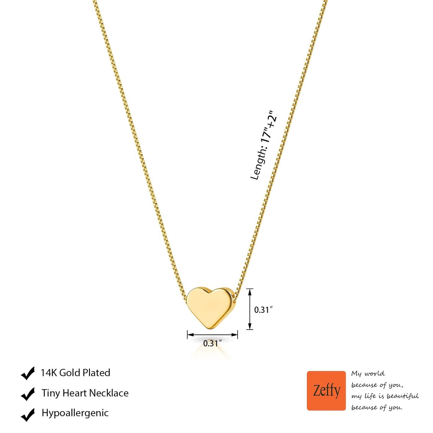 Zeffy Heart Necklaces for Women Trendy 14K Gold Plated Tiny Cute Heart Choker Small Love Pendant Necklaces Simple Dainty Gold Jewelry for Women Trendy Valentine Gifts
