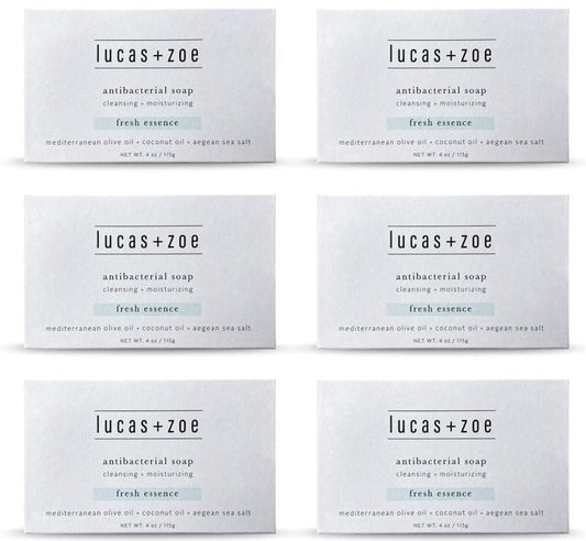 lucas + zoe Fresh Essence Antiseptic Bar Soap - Natural, Moisturizing, Sea Salt Soap Bar - 6 Pack, 4 oz
