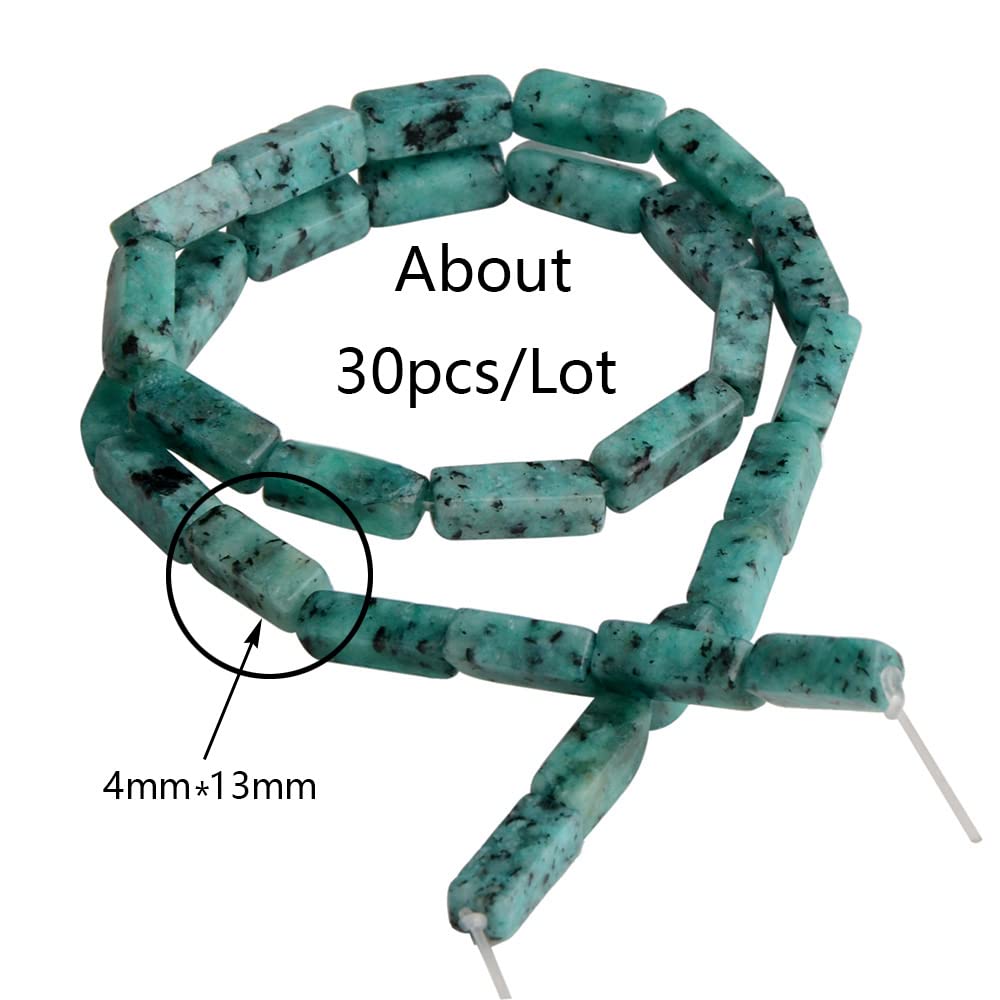 4x13mm Natural Stone BlueSand Rectangular Column Tube Cylinder Spacer Loose Beads Gemstone for DIY Bracelets Necklace Jewelry Making Strand 15 Inch (28-30pcs)