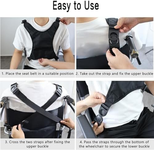 Wheelchair Seat Belt, Wheelchair Harness for Adults, Torso Support Vest Restraint, Safety Belt for Elderly, Vest Soft Chest Restraint with Adjustable Straps to Prevent Sliding