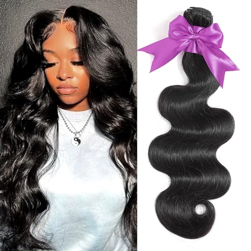 Body Wave Bundles 10A 1 Bundles Human Hair 100% Unprocessed Brazilian Virgin Raw Hair Bundles Extensions Double Weft Curly Weave Bundles Human Hair Natural Color Deals Full And Thick 32 Inch
