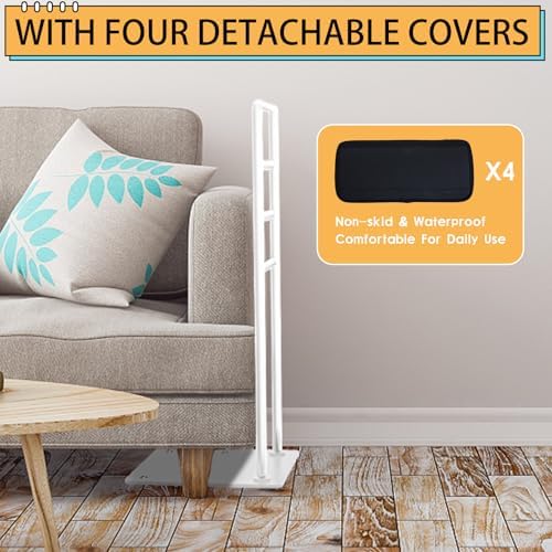 yeezoo Chair & Couch Stand Assist bar, Stand Assist Rail with Non-Slip Covers, Four Heights Heavy Duty Assist bar for Seniors Elderly, Adults and Others who Need Extra Help(Polished White)
