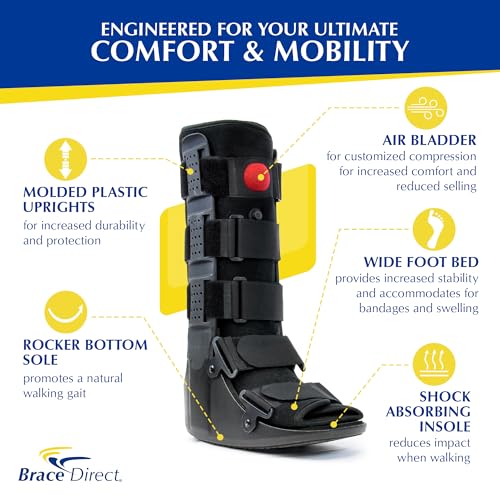 Brace Direct Tall Air CAM Walker Fracture Boot Aircast Boot for Foot & Ankle Injuries, Fractures & Surgery (X-Large - US Shoe Men 13+ / Women 14+)