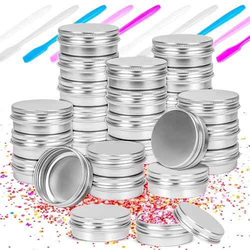 MotBach 24 Pack 0.5oz Tin Jars, 15ml Metal Tin cans, 1/2 Ounce Aluminum tin can jar Containers with Lid for Lotion Bars, Beard Balm, Spices, Salve, Balms, Toiletries, Creams, Samples, Makeup Cosmetic