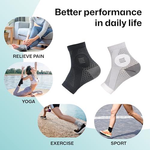 3 Pairs Neuropathy Socks for Women & Men, Toeless Plantar Fasciitis Socks for Achilles Tendonitis Relief, Arch Support, Foot Pain Relief, Compression Ankle Socks for Swelling (Black+Black+Black, X-Large)