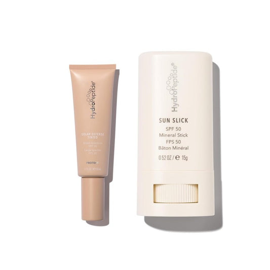 HydroPeptide Solar Defense Face SPF 30 Sunscreen, Tinted (1.7 Fl Oz) & Sun Slick Stick SPF 50 (0.42 oz) Bundle