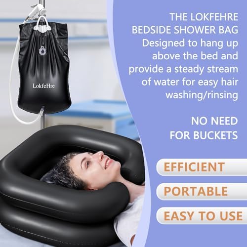 Bedside Shower Water Bag - 2.5 GL Portable Water Shower Bag For Hair Washing In Bed. Use with Inflatable Shampoo Basin, Inflatable Hair Washing Basin, Inflatable Bathtub For Elderly