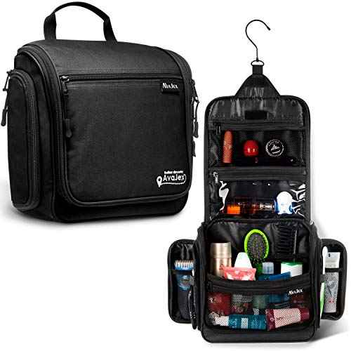 Travel Toiletry Bag for Men and Women - (10.6¡±x10.6¡±x3.2¡±) Large Hanging Toiletry Organizer - Waterproof Hygiene Bag with Metal XXL Swivel Hook, with Sturdy Zippers and 19 Compartments for Toiletries