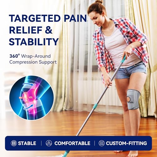 Knee Brace for Knee Pain & Arthritis - Adjustable Support with Side Stabilizers for Meniscus Tear, ACL, MCL Injuries Recovery - Relief for Men, Women & Seniors