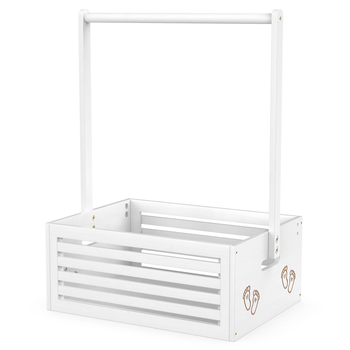BAMBOOHOMIE Baby Shower Crate Closet, Baby Baskets with Hangers Handle, Baby Crate Box for Baby Shower, Welcome Gift Basket for Newborn Baby, Pregnancy Gift for New Parents (White, Large Size)