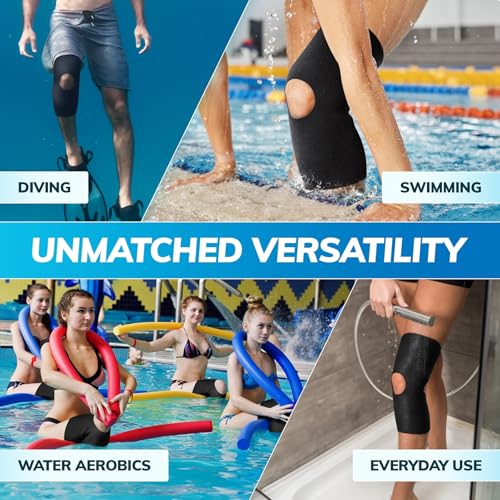 BraceAbility XXXXL Plus Size Open Patella/Open Back Neoprene Knee Sleeve | Water-Resistant Athletic Compression Knee Brace for Swimming, Wakeboarding, Scuba Diving, Surfing (4XL)