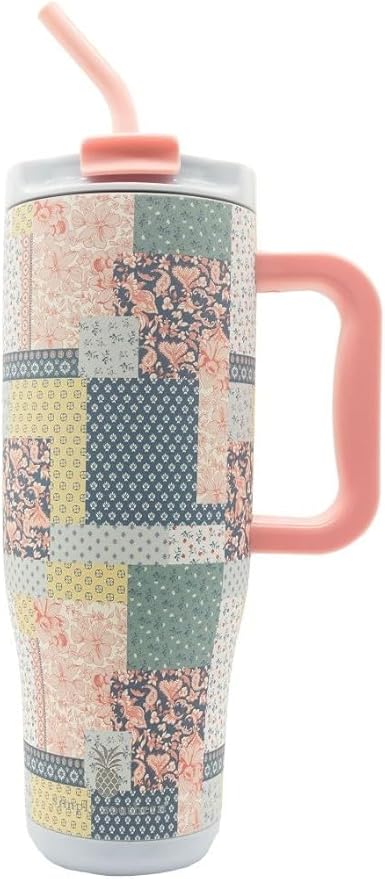 Simply Southern | 40 oz Tumbler with Straw and Lid | Insulated Cup Reusable Stainless Steel Water Bottle Travel Mug Cupholder Friendly | Great Gifts (Quited Pattern)