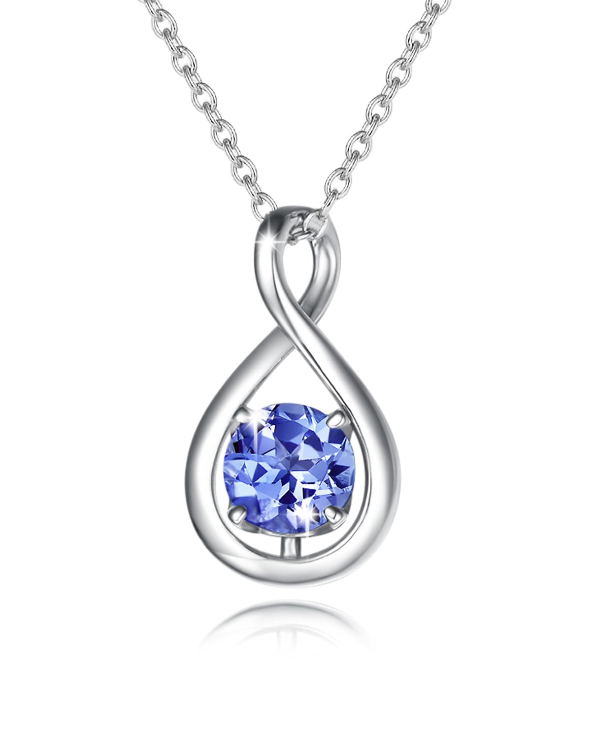 FANCIME Tanzanite Necklaces, Sterling Silver December Birthstone Necklace for Women Infinity Pendant Fine Jewelry Birthday Mothers Day Gifts for Mom Her