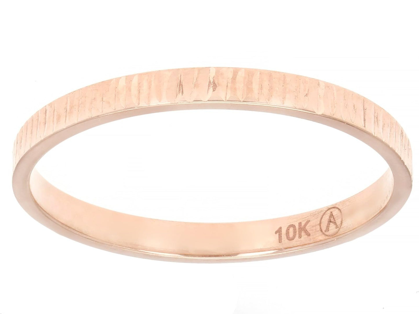 JTV 10K Gold 2 mm Textured Band Ring - Unisex Wedding Band - Elegant, Durable, & Comfortable for Everyday Wear, Anniversary, or Gift - (Rose Gold, 5)
