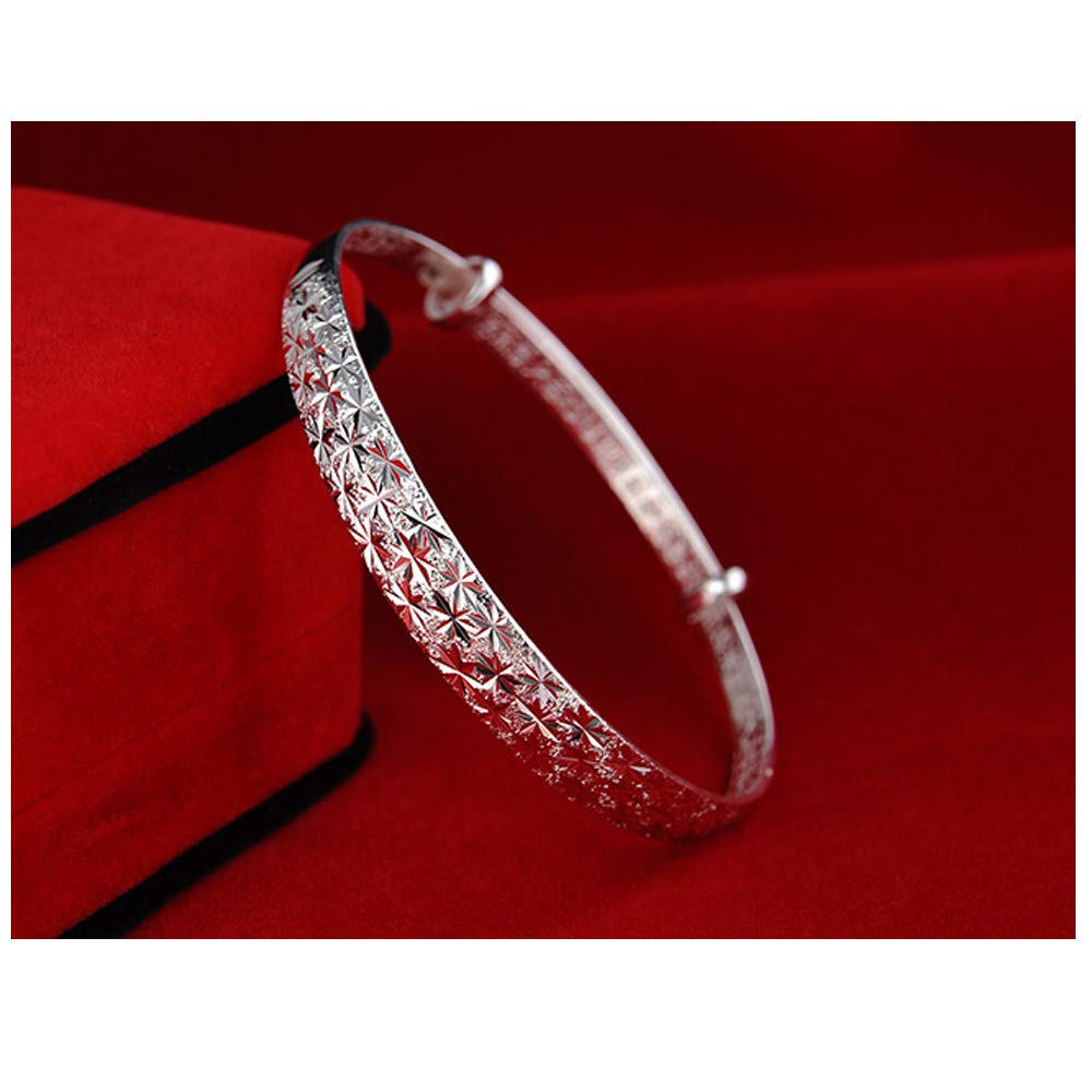 Sterling Silver Bangle Bracelets for Women, Handmade Bracelet for Women, Birthday Gifts for Women, Mom Gifts (Silver-2)