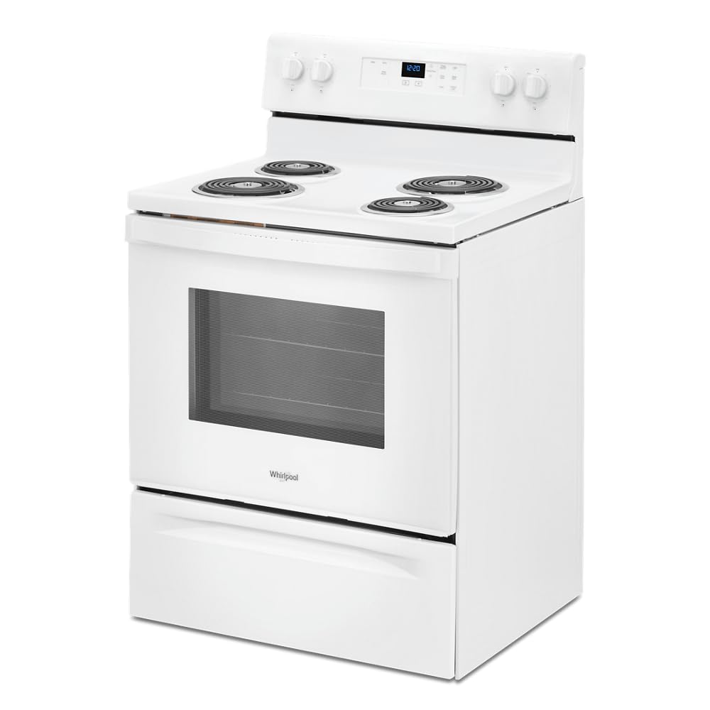 Whirlpool 30 in. 4.8 cu. ft. 4 Burner Element Electric Range with Keep Warm Setting in White with Storage Drawer