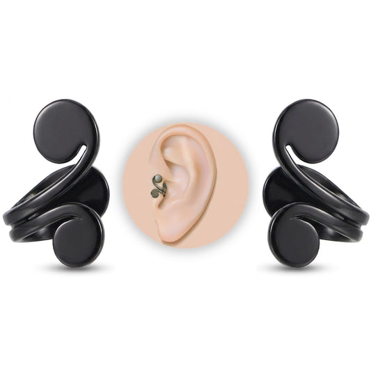 12mm Keloid Pressure Earrings for Women and Men | Clip on Compression Earring for Swelling Keloids | Acupressure Earrings for Her (Acupressure Black)