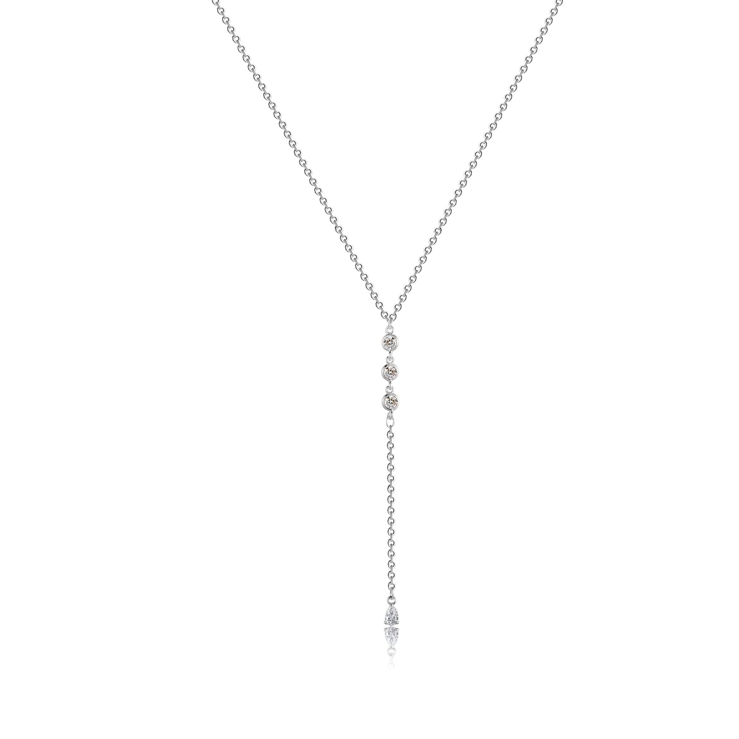 Sewyer Silver Y Necklace for Women 14K Gold Plated Y-Shaped Drop Necklaces CZ Long Necklace Cubic Zirconia Pendant Layered Long Lariat Necklace Women Jewelry