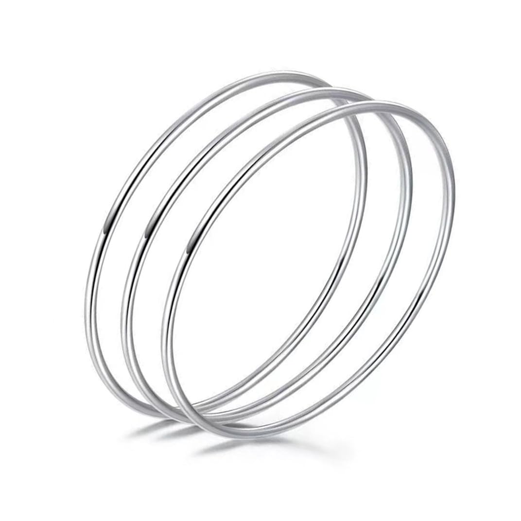 Sterling Silver Bangle Bracelets for Women,Fashion Jewelry Simple Adjustable 925 Silver Cuff Bangles for Women Mom Wife Valentine Mothers Day Gift