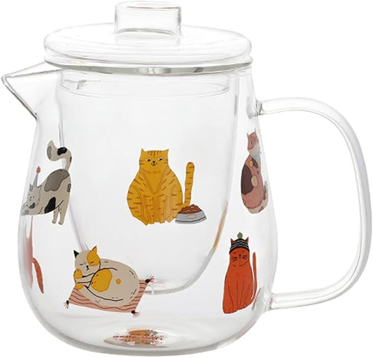 Pitcher Cute Pitcher with Glass Built-in Filter and High Temperature Resistant Cold Water Jug with Handle and Lid for Juice, Milk, Drinks Hot/Cold Water Carafe (Size : L)