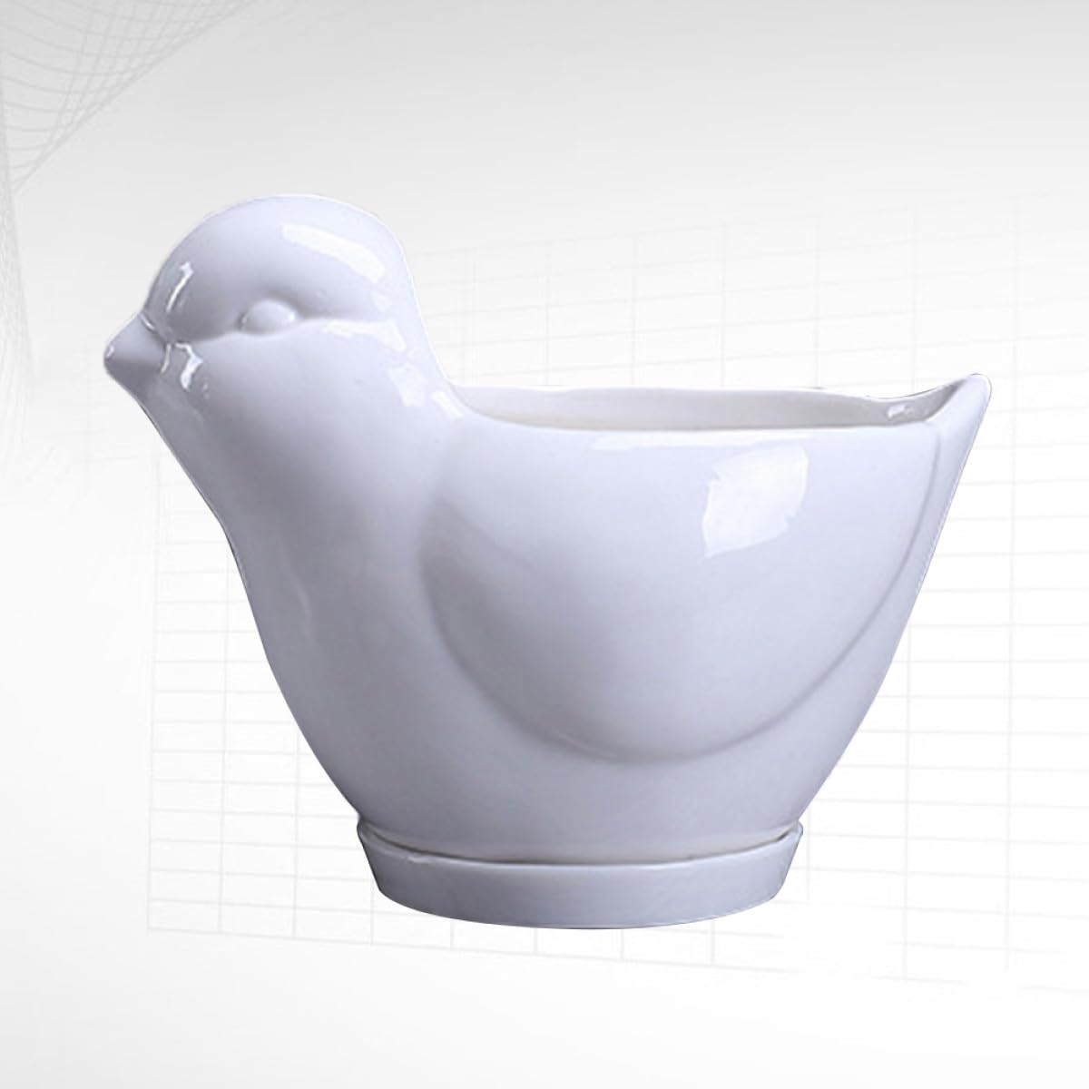 Parliky Ceramic Bird Shape Flower Pot Saucer Small White Succulent Plant Container Indoor Desktop Decor for Home Office Gardening