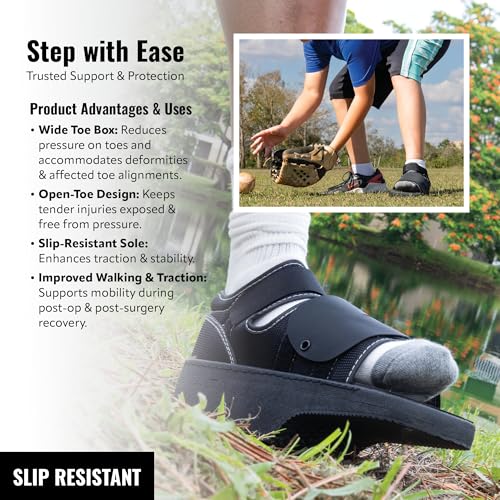 Wedge Post-Op Shoe, Medical Offloading Shoes for Toe Injuries, Surgical and Orthopedic Boot for Foot, Plantar Fasciitis, Bunion, Hammertoe, Broken Toe Support for Men and Women, Size S
