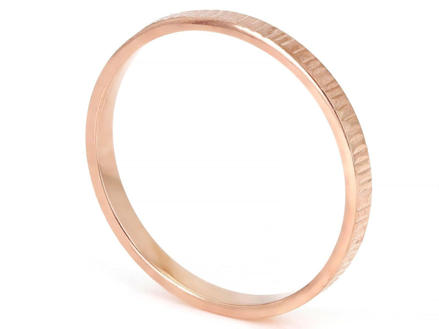 JTV 10K Gold 2 mm Textured Band Ring - Unisex Wedding Band - Elegant, Durable, & Comfortable for Everyday Wear, Anniversary, or Gift - (Rose Gold, 6)