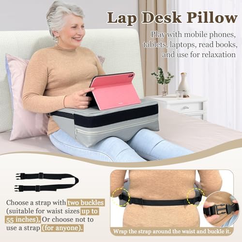 Wheelchair Lap Tray Cushion Wheelchair Lap Buddy for Seniors Removable Tray Table Dementia Patient Safety Positioning Prevents Forward Sliding Anti Fall Arm Support Lap Desk Reading Pillow