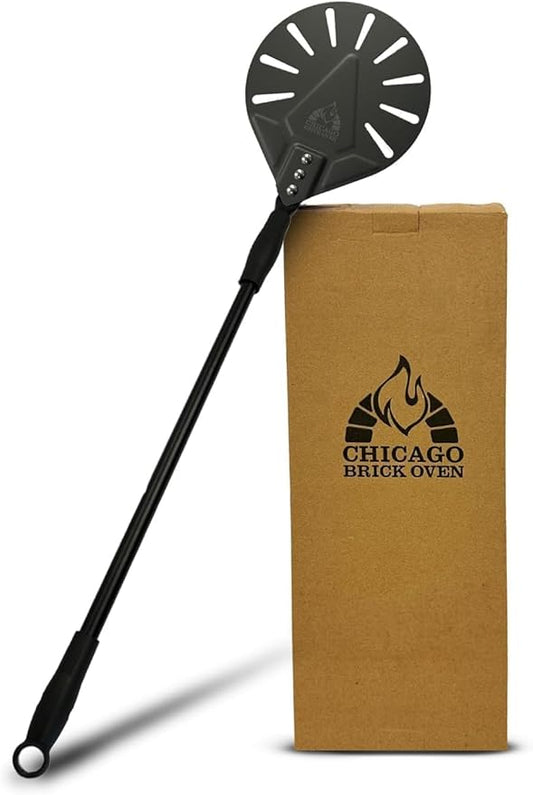 Chicago Brick Oven Turning Perforated Pizza Peel - 7" Diameter - 35" Overall Length - Premium Pizza Peel, Pizza Steel, 12 Inch for Professional and Home Use