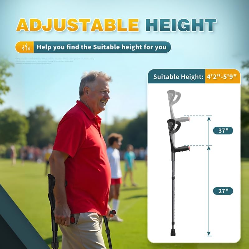 BeneCane Forearm Canes Lightweight Arm Crutch Adjustable Ergonomic Comfortable on Wrist Non Skid Rubber Tips