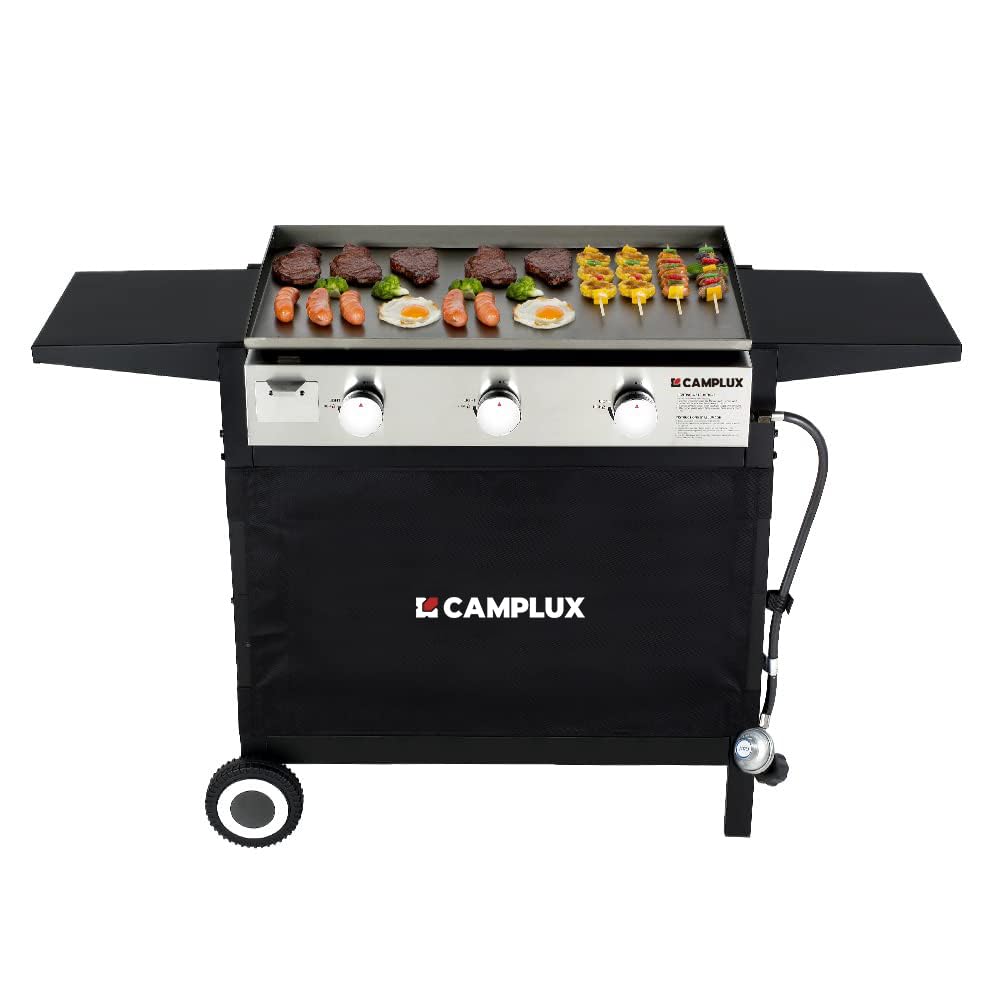 CAMPLUX Flat Top Griddle, Propane gas outdoor grill Griddle Cooking Station for Camping,BBQ,Tailgating or Picnicking, Stainless Steel, Silver, Black