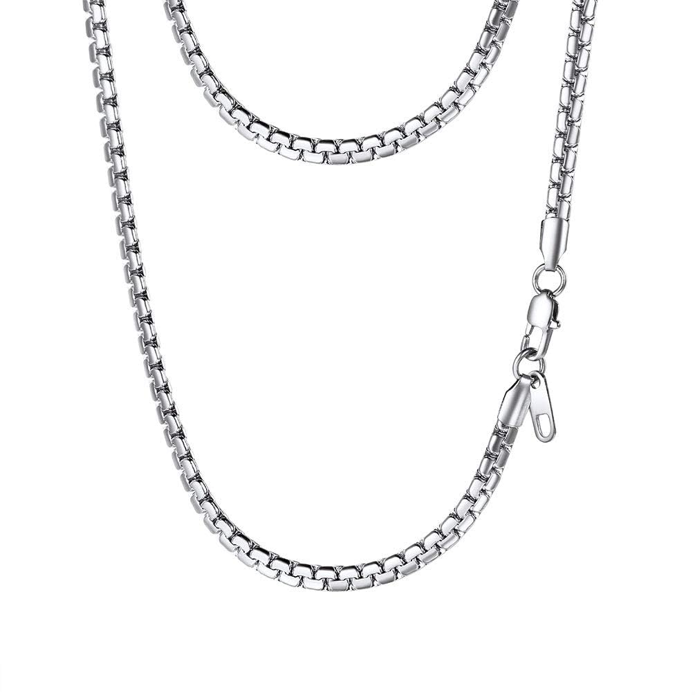 PROSTEEL Mens Chains Necklace Stainless Steel Men Jewelry Flat Link Chain Long Necklace 30inch