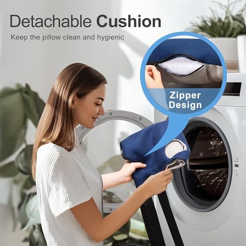 Wheelchair Wedge Pommel Cushion with Safety Straps Non-Slip Wheelchair Cushion for Seniors Prevents Forward Sliding, Provides Leg Abduction, Improves Positioning, Fall Prevention（16 * 17IN）