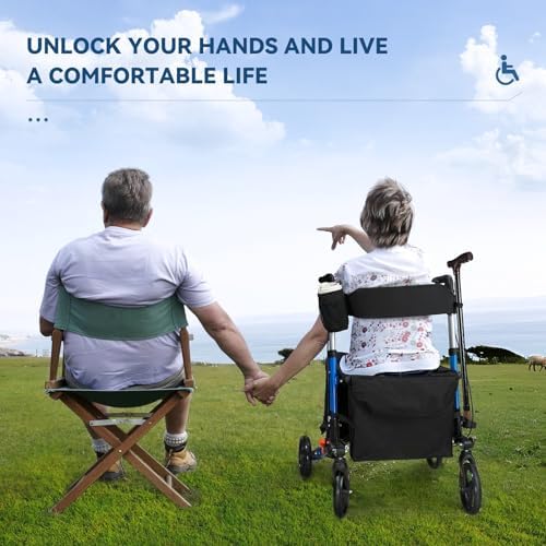 Heavy-Duty Folding Wheelchair - 330 lbs Weight Capacity, Adjustable Height, 8" All-Terrain Wheels | with Cup Holder & Breathable Seat, Portable Mobility Wheelchair for Seniors