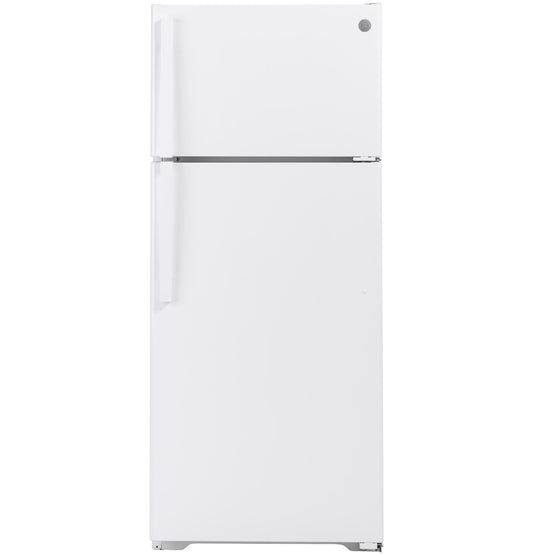 GE GTS18HGNRWW 28 Inch Top Freezer Refrigerator with 17.5 Cu. Ft. Capacity, Reversible Hinges, Gallon Door Shelves, Adjustable Glass Shelves, Frost Free