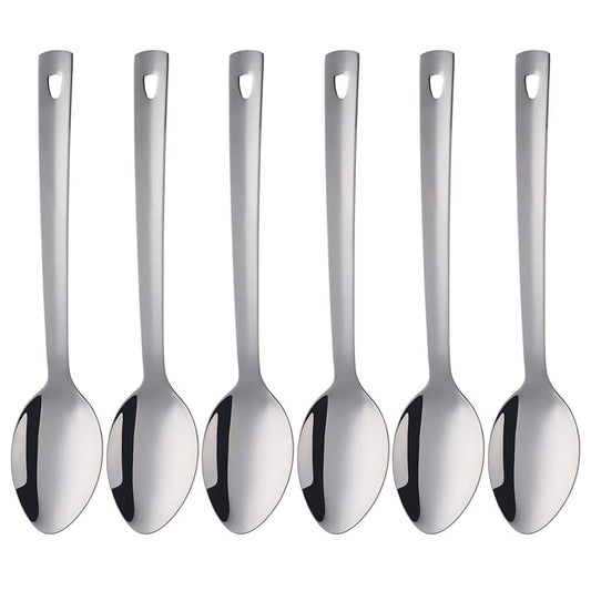 13-Inch Serving Spoons Set of 6, dongbo Stainless Steel Long Handle Buffet Serving Spoons for Catering, Silver