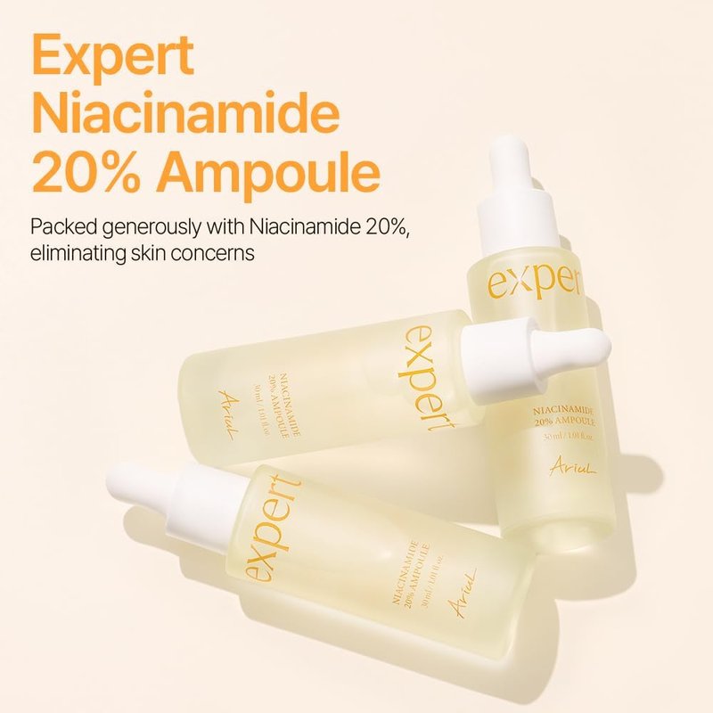 Ariul Expert Niacinamide 20% Ampoule – 20% Niacinamide Serum for Even Skin Tone, Moisturizing & Skin Texture, Enriched with Panthenol & Zinc PCA, Vegan Formula, Korean Skin Care, 30ml / 1.01 fl. oz