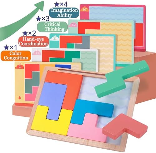 8 Wooden Tiles Matching Dementia Activities for Seniors, Easy Memory Games for Alzheimers Patients, Cognitive Craft Gifts for Elderly Women, Large Puzzle Pattern Blocks Matching Board Gadgets