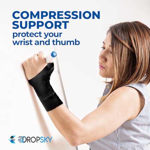 DropSky [4pcs] Gel Wrist Thumb Support Braces Soft with Gel Pad, Breathable Design, Relief Pain Carpal Tunnel, Arthritis Thumb, Fits Both Hands, Lightweight Support (Black)