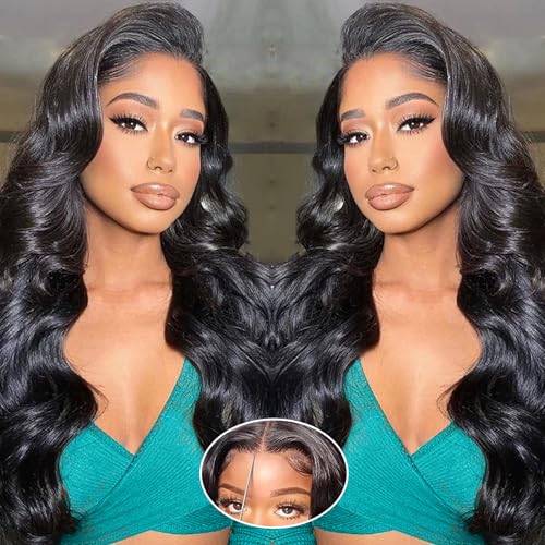 5x5 HD Lace Closure Wigs Glueless Wigs Human Hair Pre Plucked Pre Cut Human Hair Wear and Go Body Wave Lace Front Wigs Human Hair for Black Women 180 Density 20 Inch