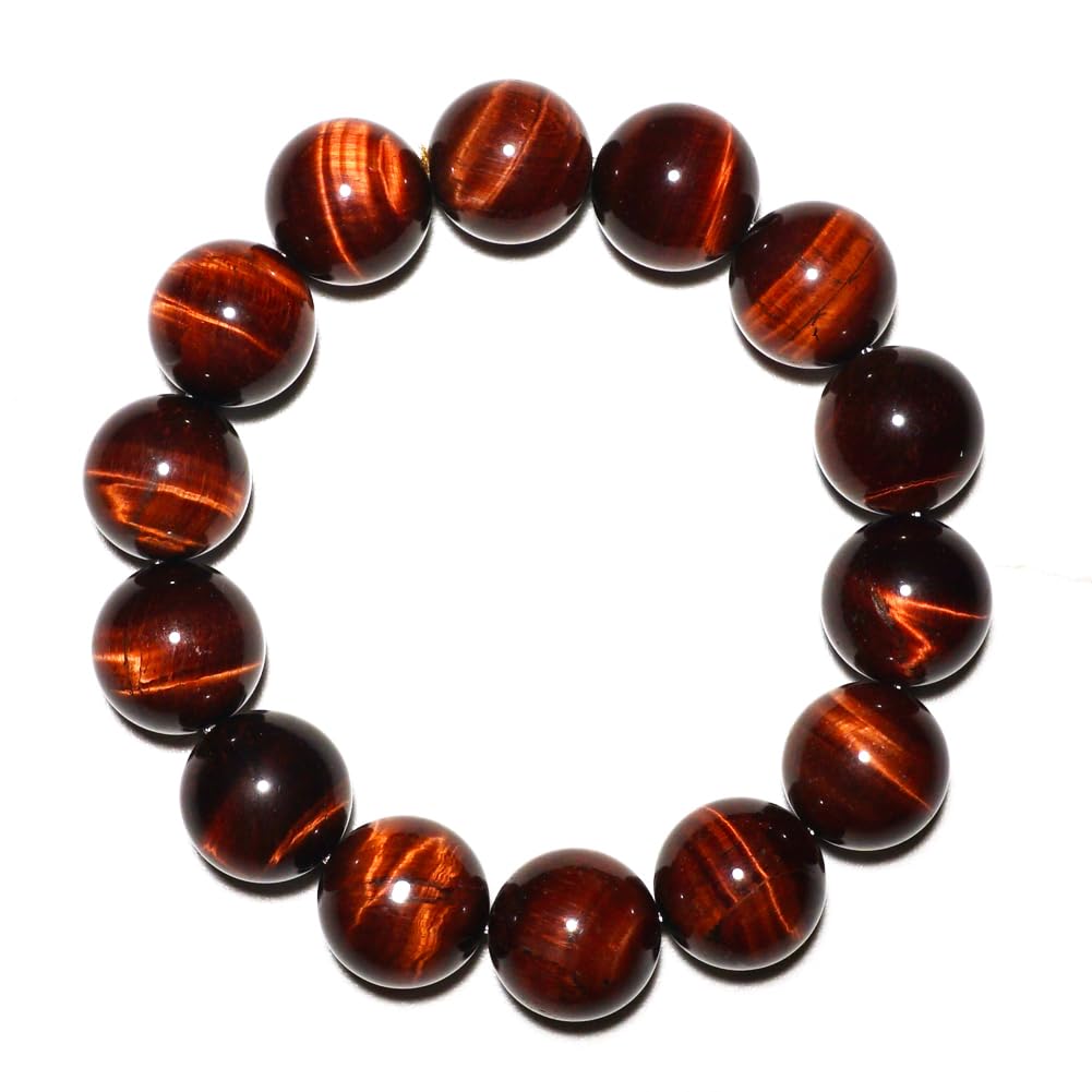 18mm Red Tigers Eye Bracelet for Men Women | Natural Handmade Protection Root Chakra Gemstone Crystal Jewelry for Large Beads Enthusiast & 3XLarge 9.5-10.5" Wrist | Boost Motivation Confidence