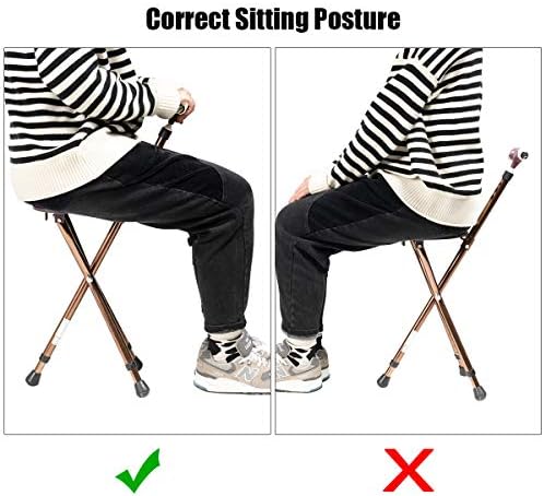 Goplus Walking Cane with Seat, Heavy Duty Aluminum Alloy Crutch Chair with LED Light and Retractable 3 Legs, Portable Anti-Slip Seat Cane, Lightweight Walking Stick for Seniors Elderly