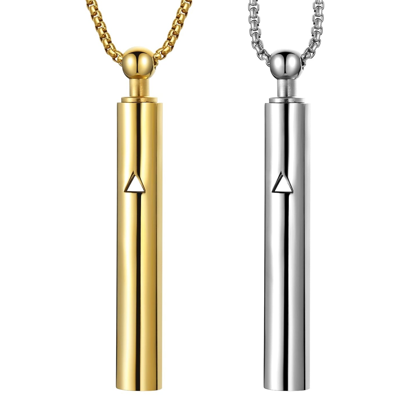 Anxiety Breathe Easy Necklace Mindfulness Breathing Necklace Breathlace Stainless Steel Pendant for Natural Calm & Stress Relief (Steel+ Gold T)