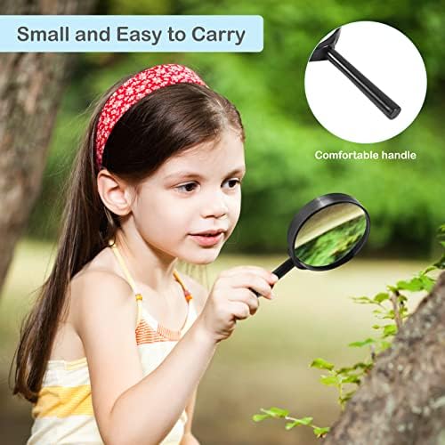 32Pcs Magnifying Glass for Kids, Hand Lens Portable Magnifying Glasses for Science Class, Outdoor Activities, Party, Reading (Black)