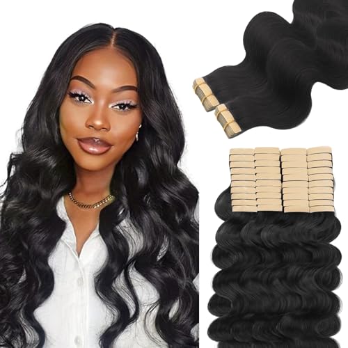 Lashey Tape in Extensions Human Hair Body Wave 18 Inch 100g 40pcs Natural Black Remy Human Hair Invisible Tape in Hair Extensions